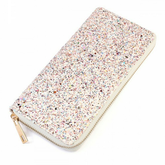 ALFA Bags Handbags - WHITE GLITTERS ZIPPER ORGANIZER WALLET